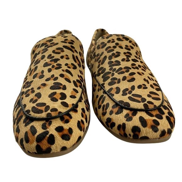 Joules Lexington Tan Animal Hair Leather Leopard Animal Print Loafers Shoes 6 - Picture 3 of 12